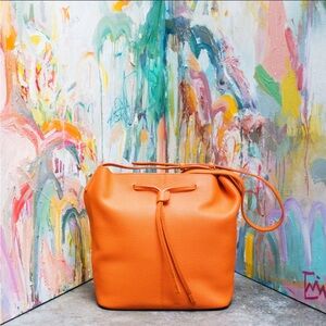 Like New Orange Leather Palla Dalla Bucket Bag
